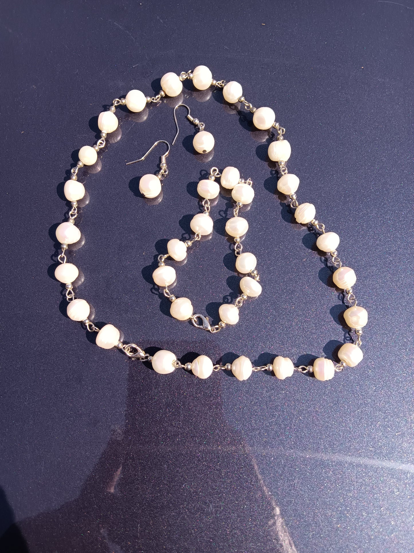 Pristine Potato Pearl Necklace Set with Silver-Plated Clasp