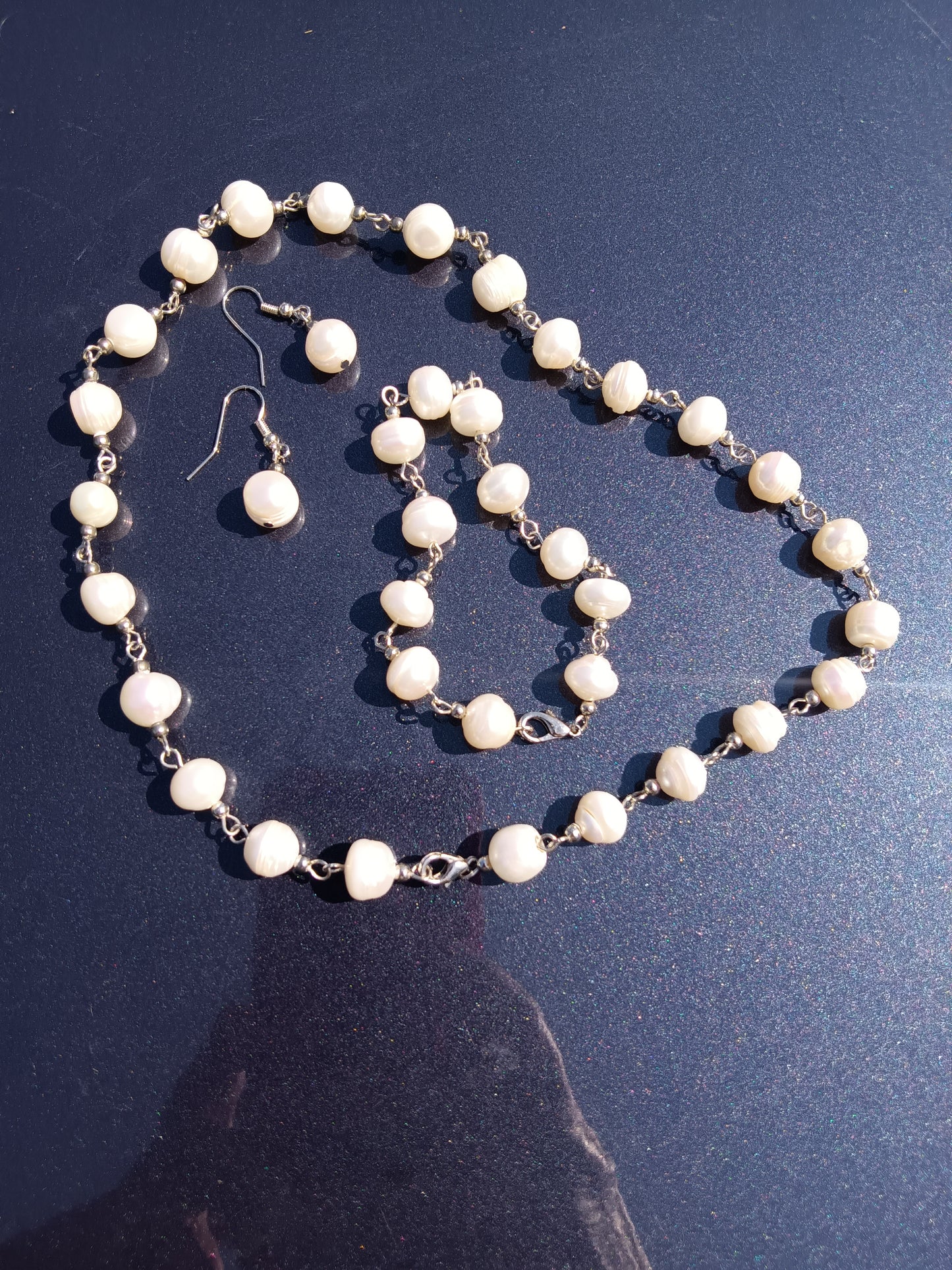 Pristine Potato Pearl Necklace Set with Silver-Plated Clasp