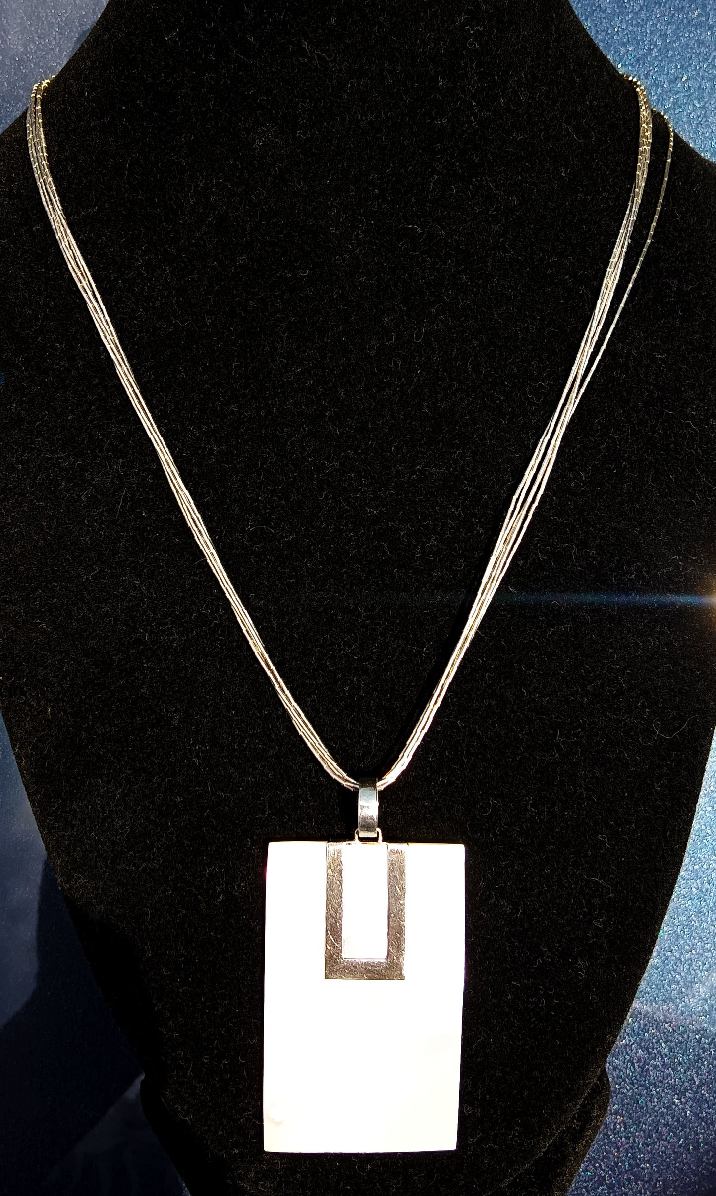 Mother of Pearl Pendant paired with 925 Schubes Liquid Silver Necklace