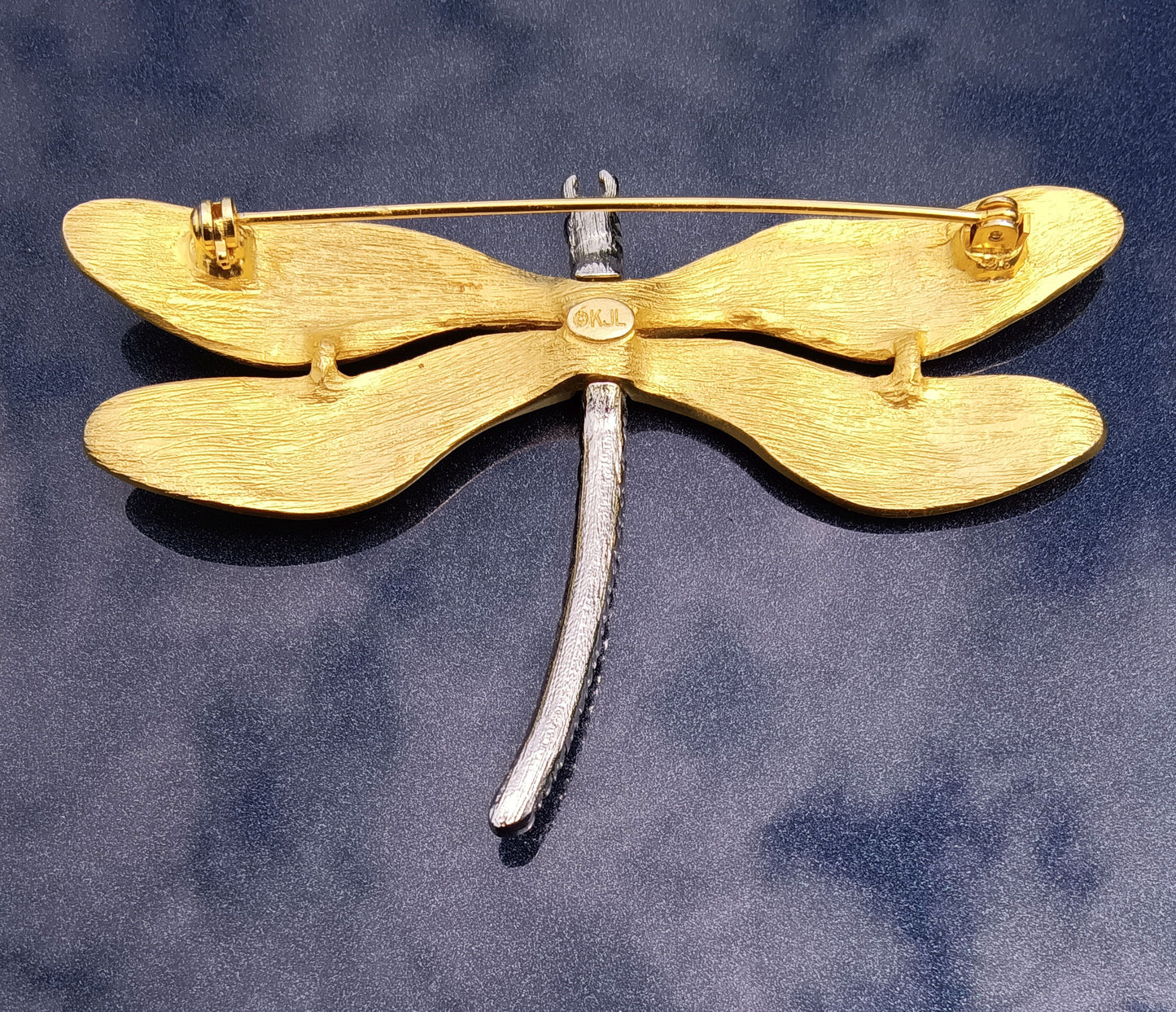 Kenneth Jay Lane Signed Gold Dragonfly Pin