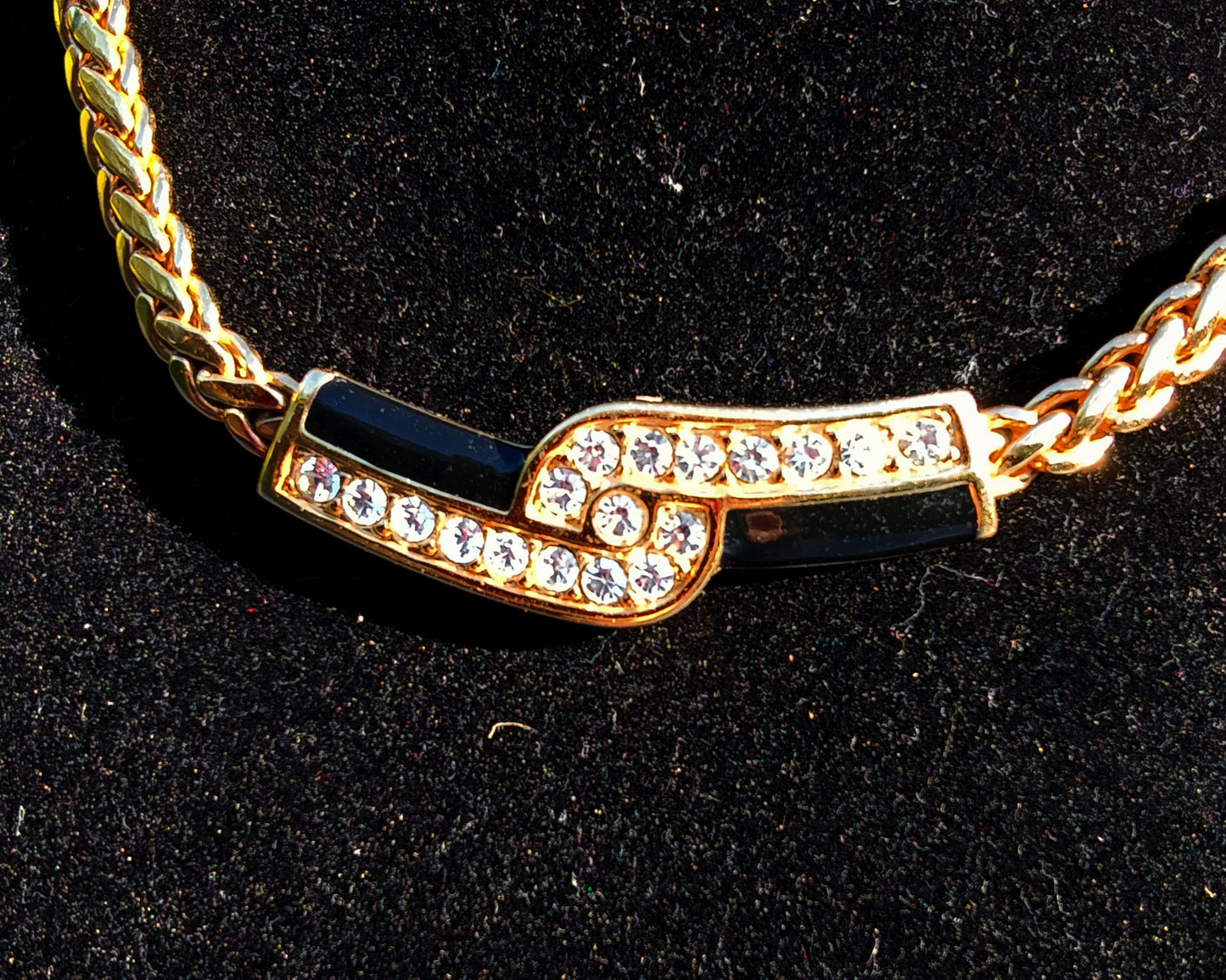 Vintage Swarovski Signed Swan Wide Gold Tone Chain Necklace