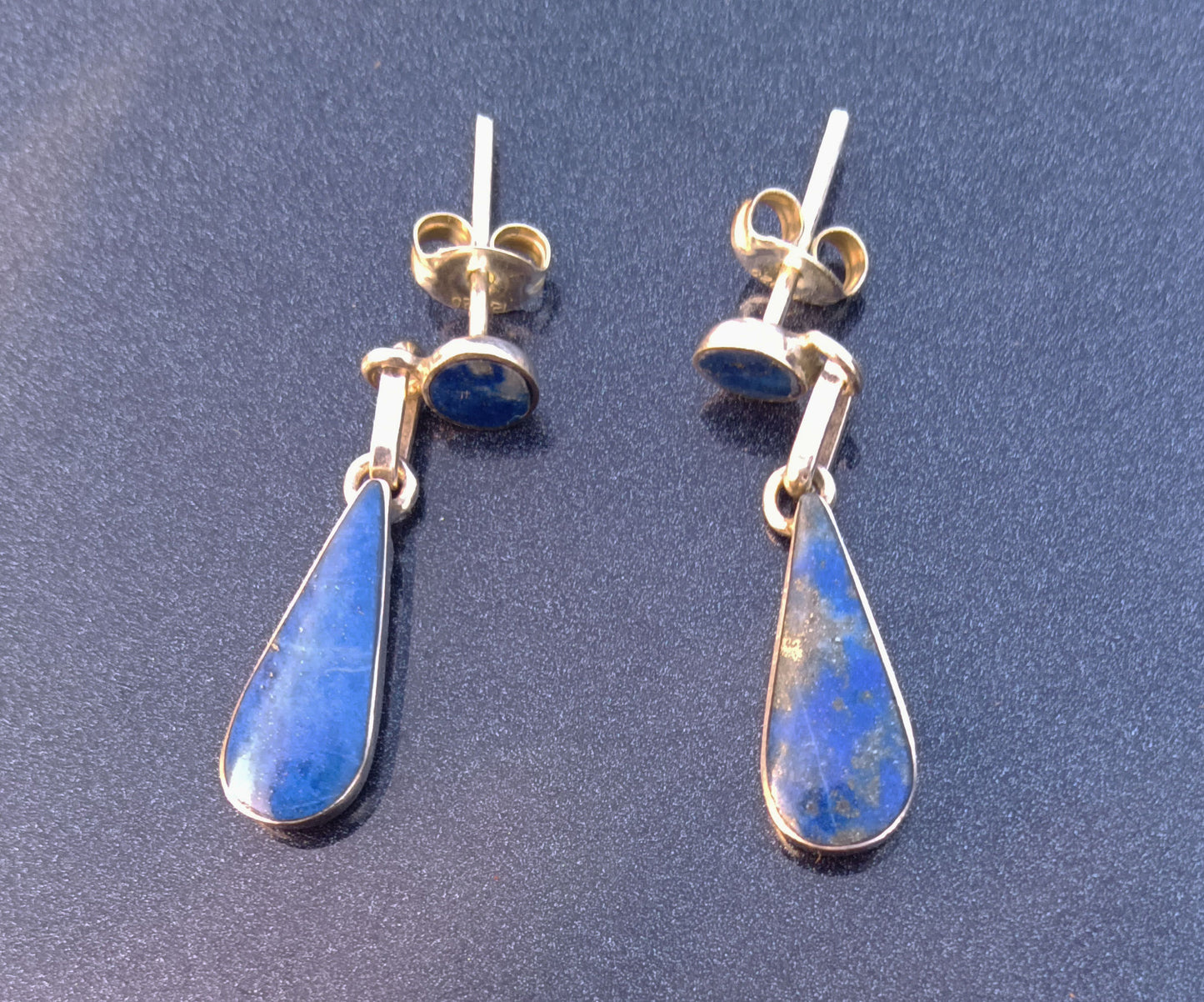 Lapis Lazuli Dangle Earrings - 950 Silver