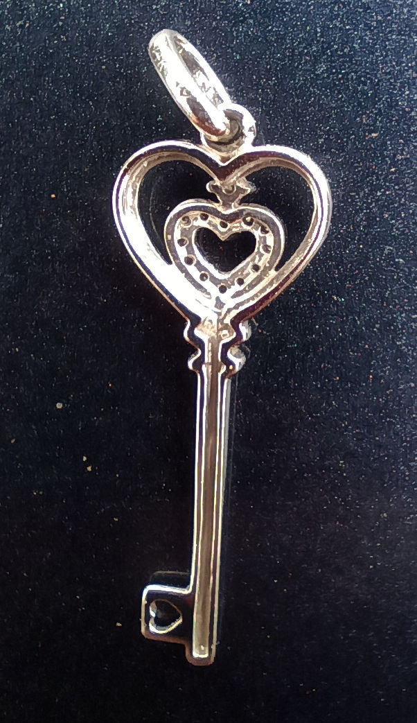 14k White Gold Key Pendant