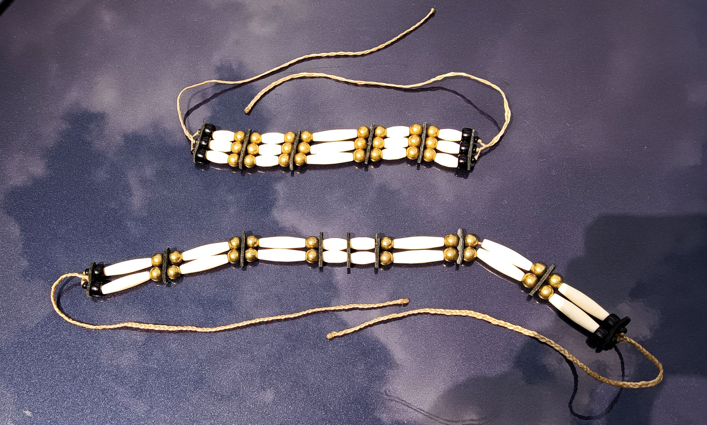 Native American Style Choker and Bracelet with Natural Carved Bone Beads