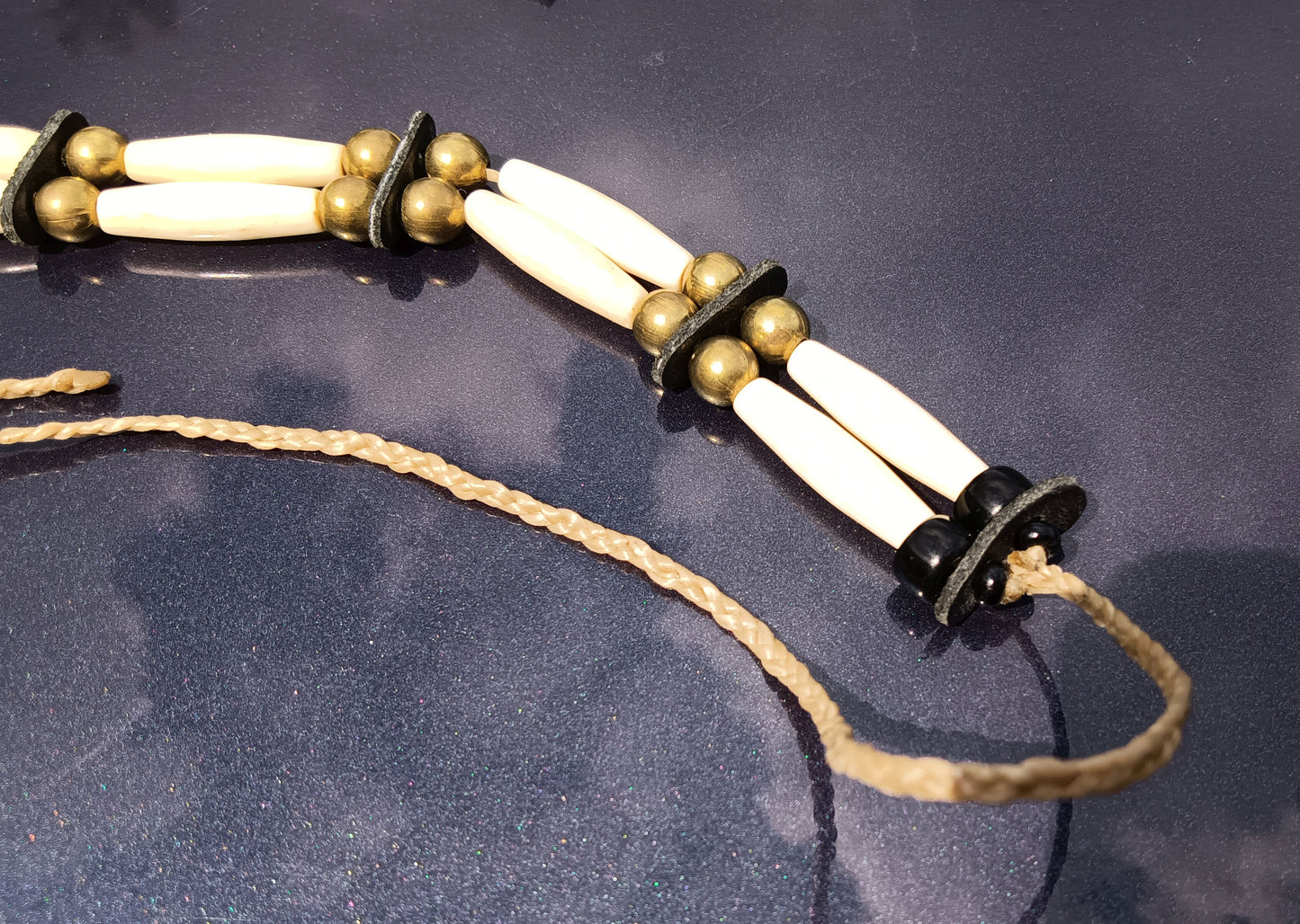 Native American Style Choker and Bracelet with Natural Carved Bone Beads