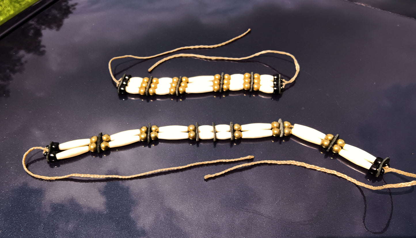 Native American Style Choker and Bracelet with Natural Carved Bone Beads