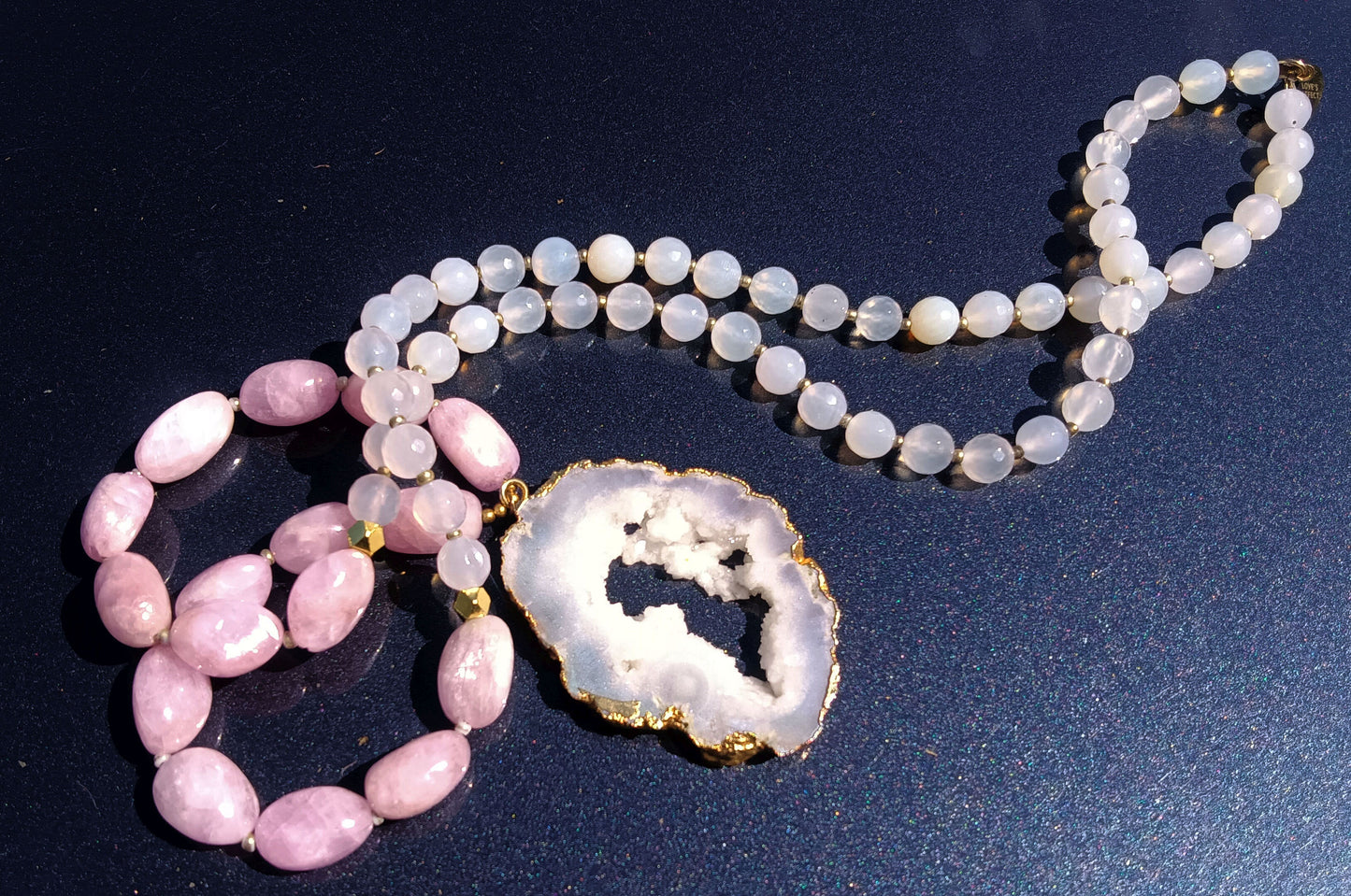 Love's Affect Geode Kunzite and Opalite Necklace