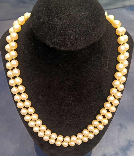 Ciner Double Strand Glass Pearl Necklace