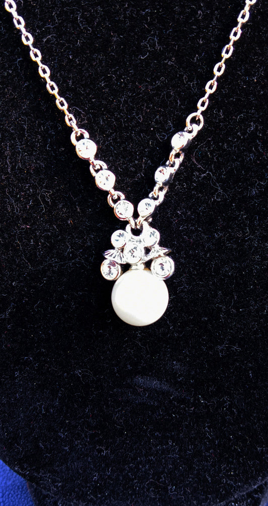 Givenchy Faux Pearl and Diamond Silver-tone Necklace