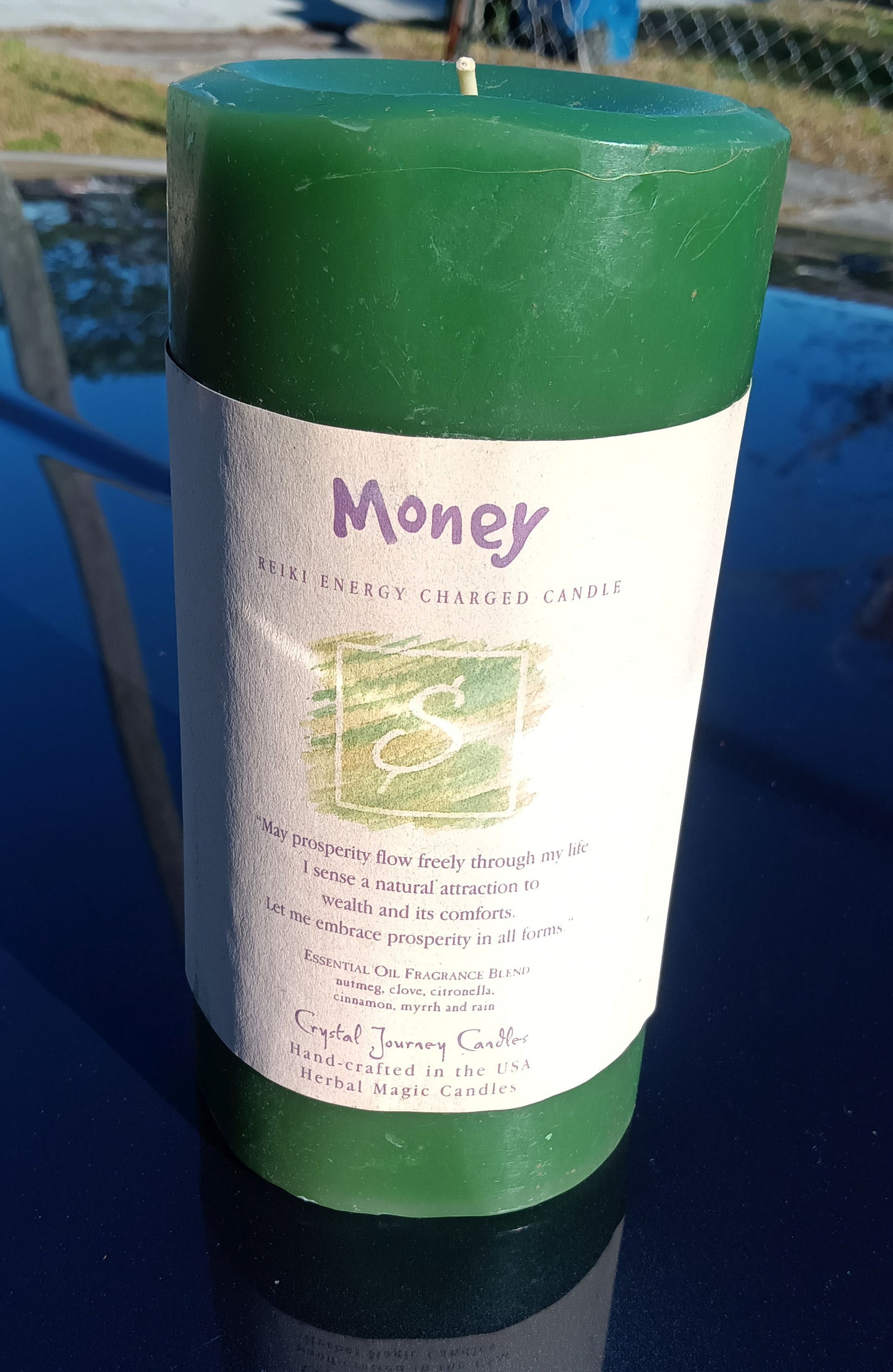 Reiki Energy Charged Money Candle - 6" X 3"