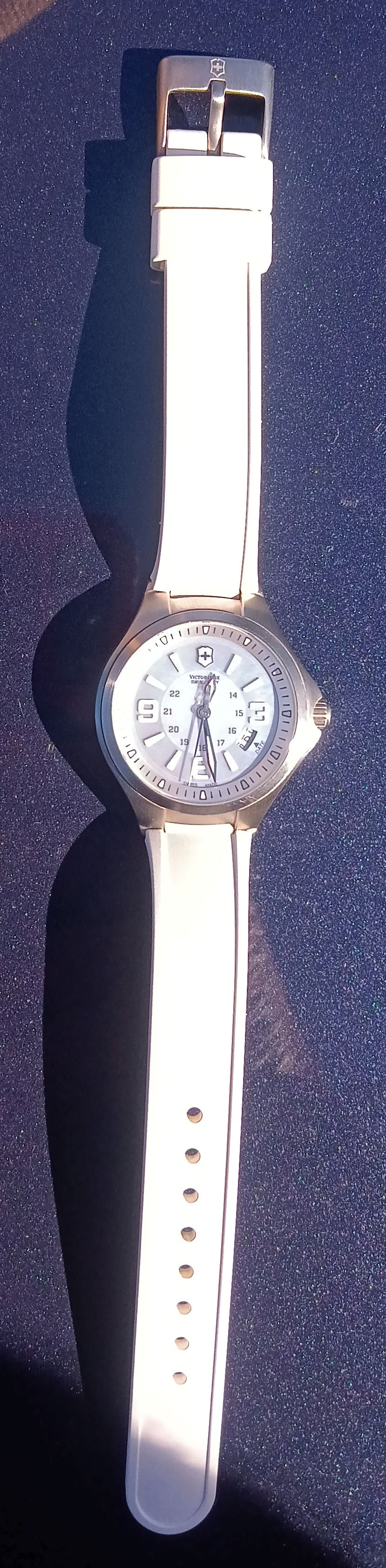 Swiss Army Victorinox Base Camp Silver Dial White Polyurethane Ladies Watch 241468