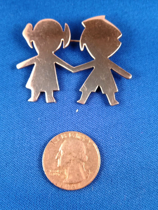 Vintage Children Holding Hands Brooch – Mexico 925