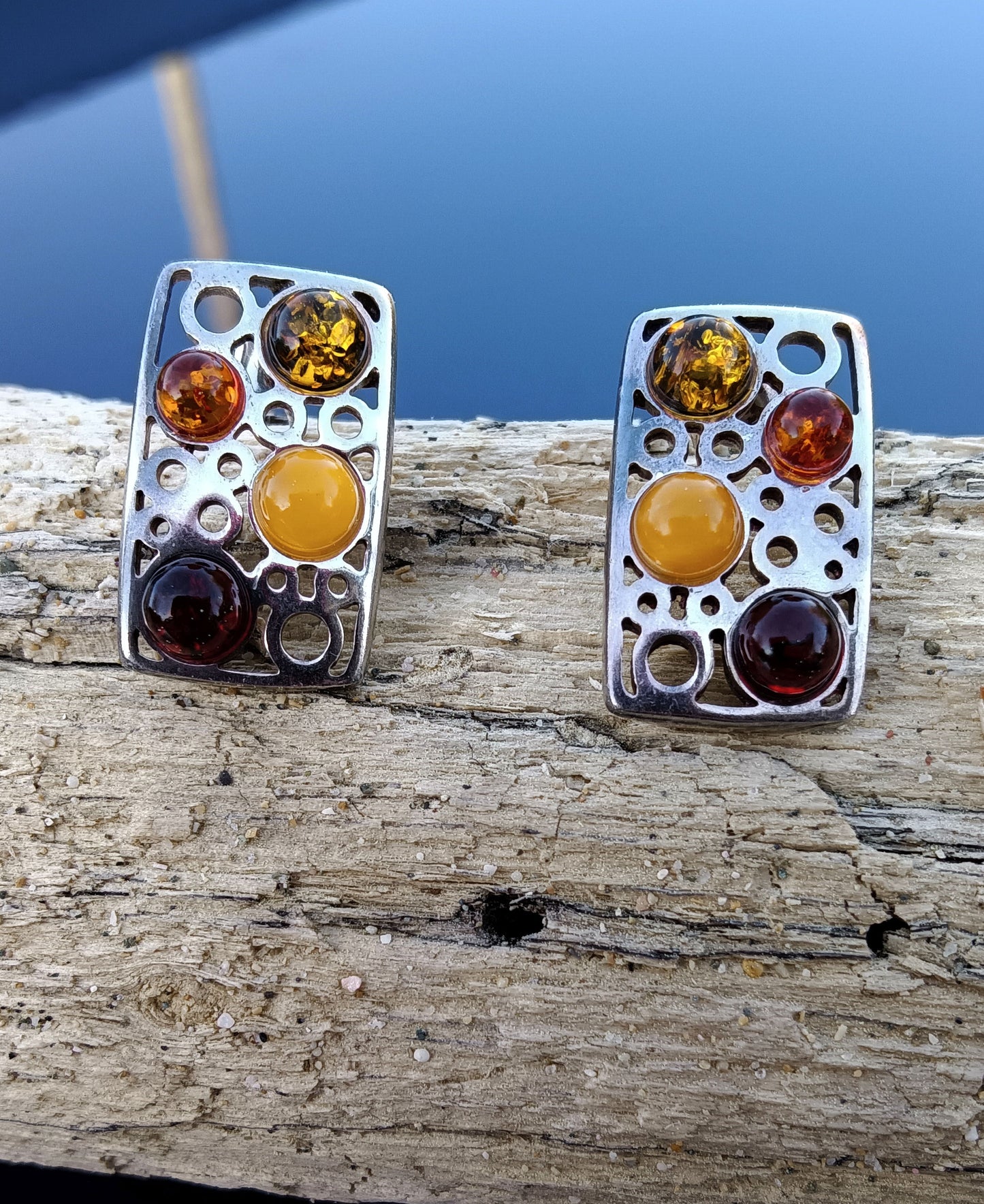 Amber Earrings - Multi colored - 925