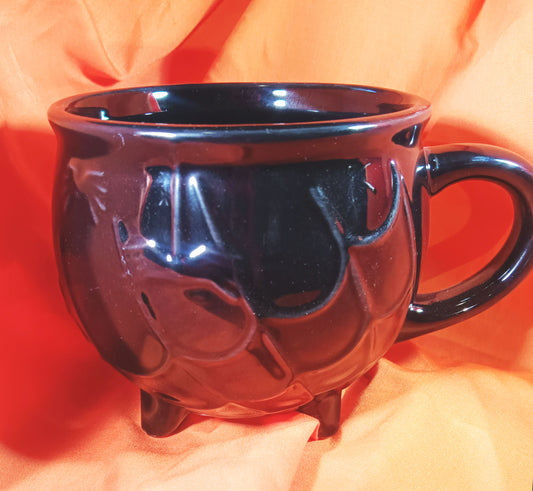 Threshold BLACK CAULDRON Coffee MUG Tea Cup 12oz Spider Web Halloween Stoneware