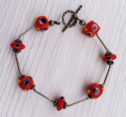 Lampwork Bead Bracelet – Murano Style Bump Glass