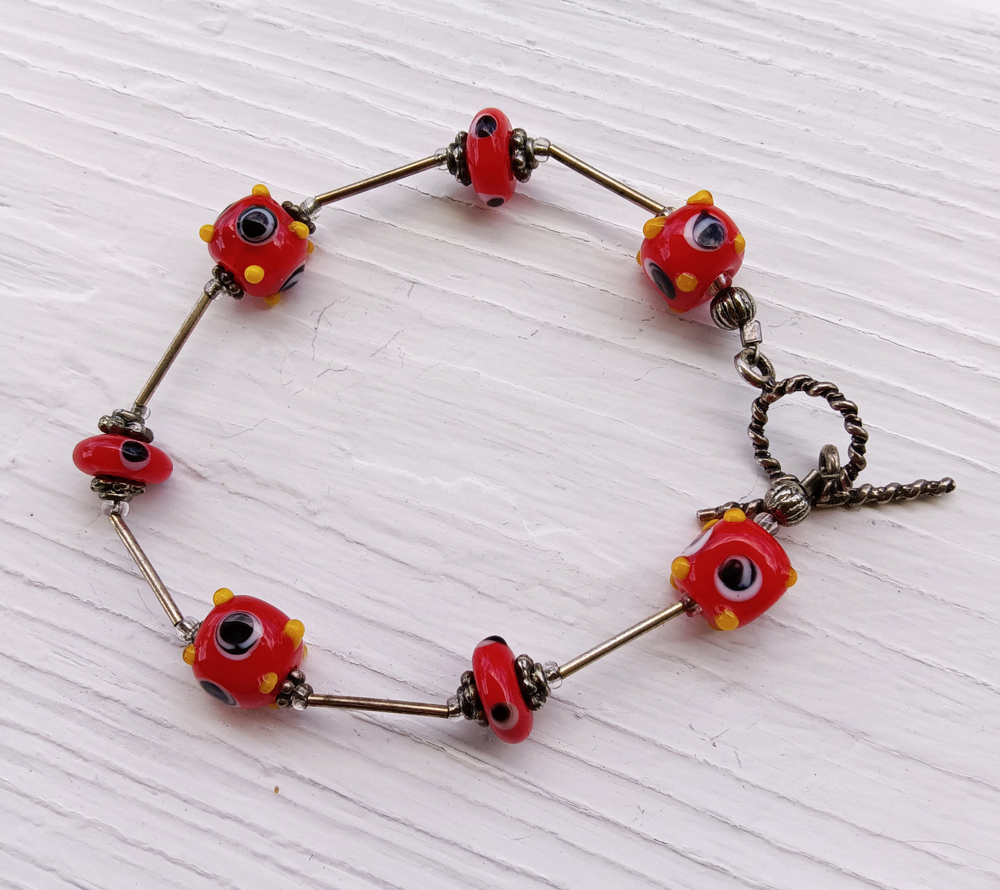 Lampwork Bead Bracelet – Murano Style Bump Glass