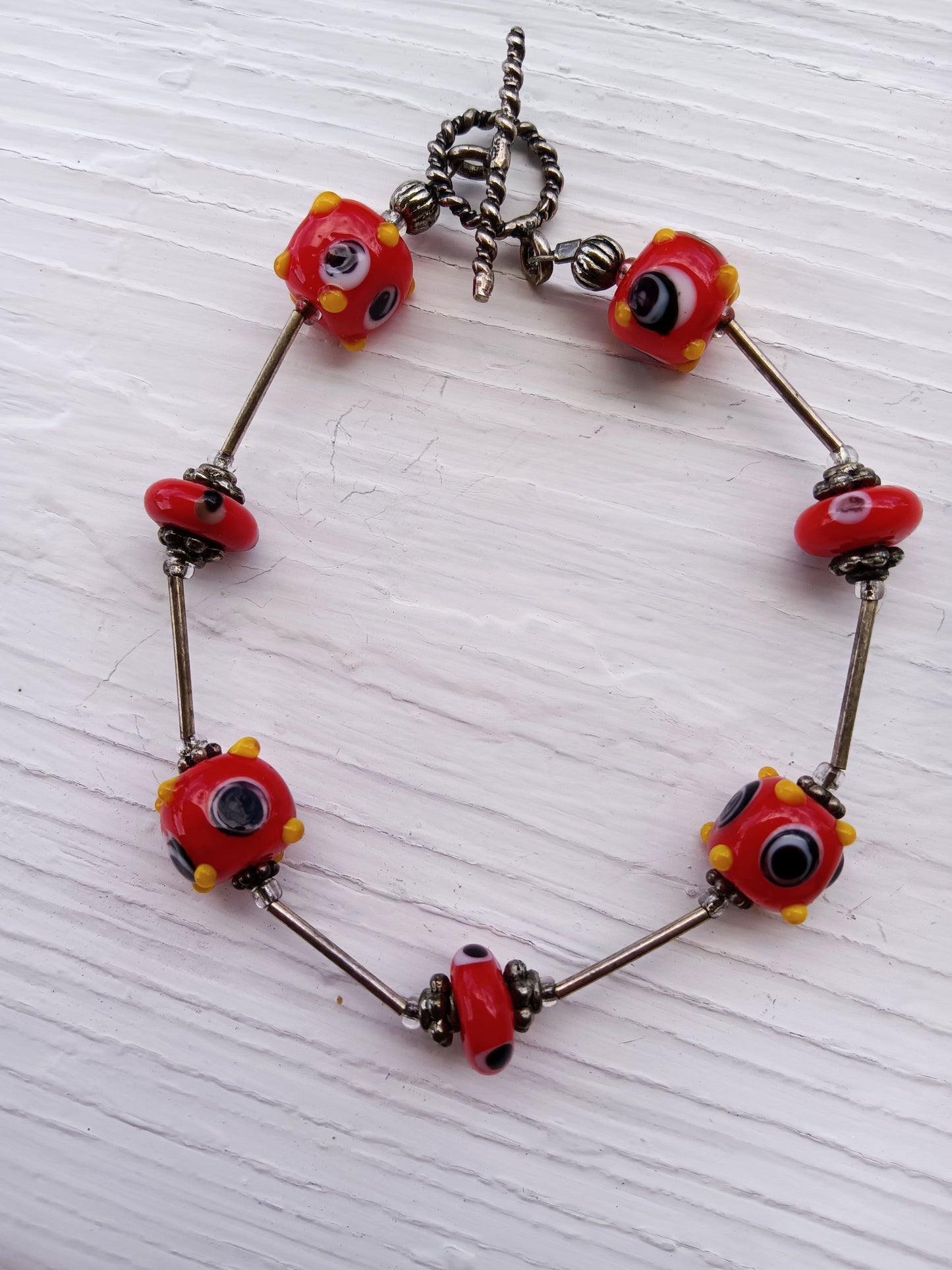 Lampwork Bead Bracelet – Murano Style Bump Glass