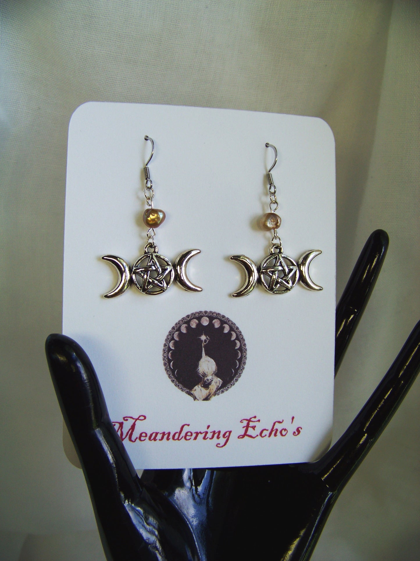 Triple Moon Golden South Sea Pearl Earrings