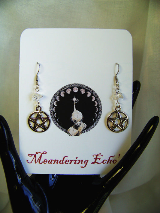 Pentacle Quartz Crystal Earrings