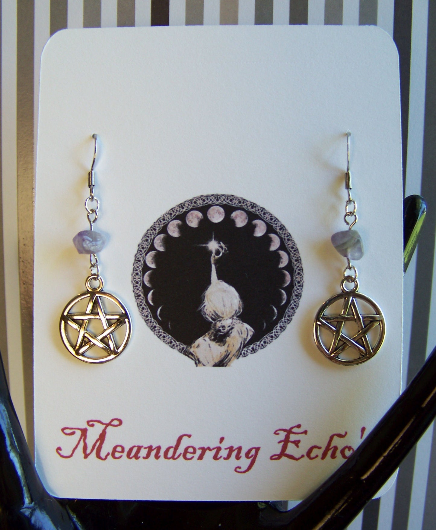 Pentacle Amethyst Earrings