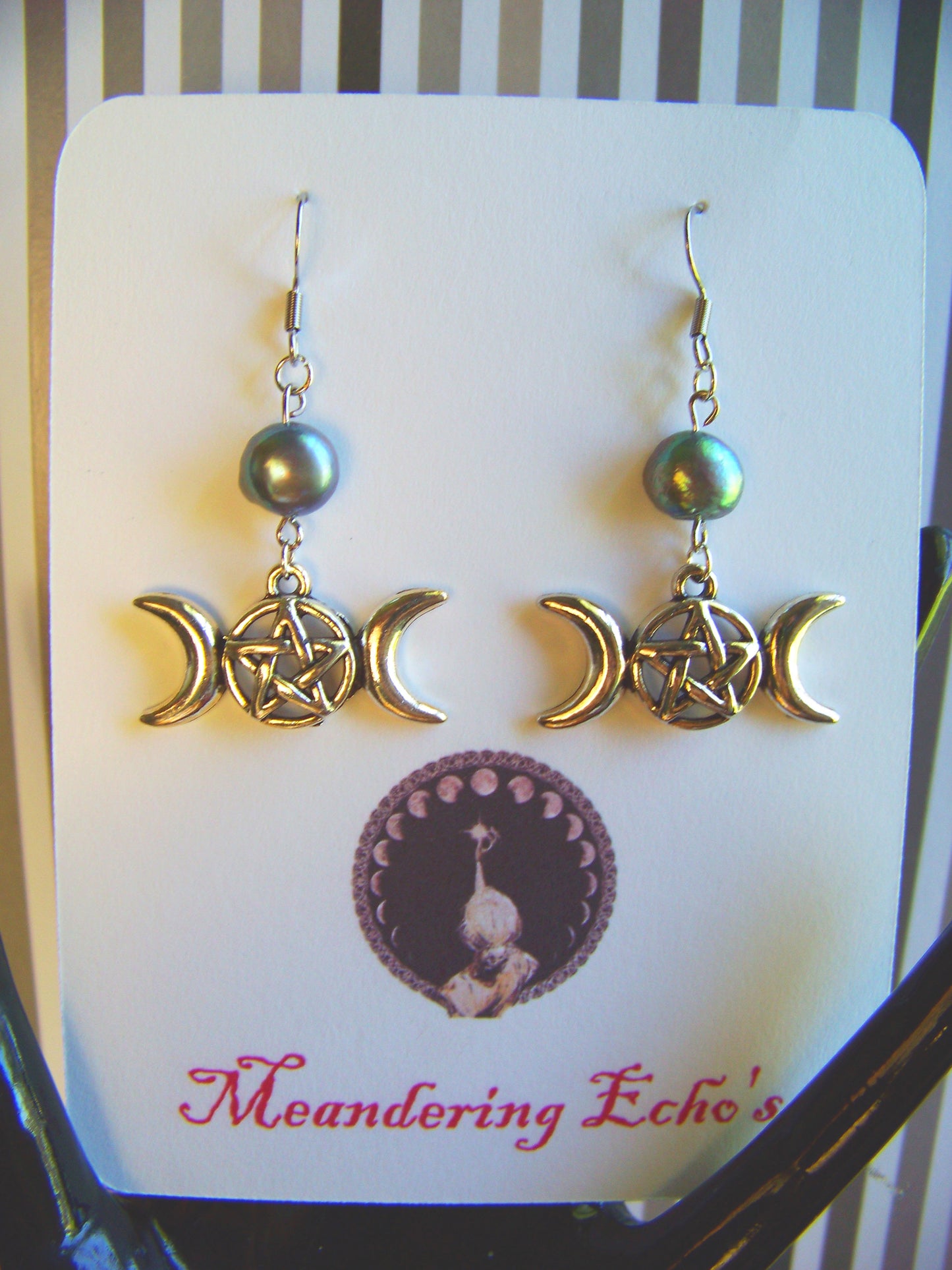 Triple Moon Blue South Sea Pearl Earrings