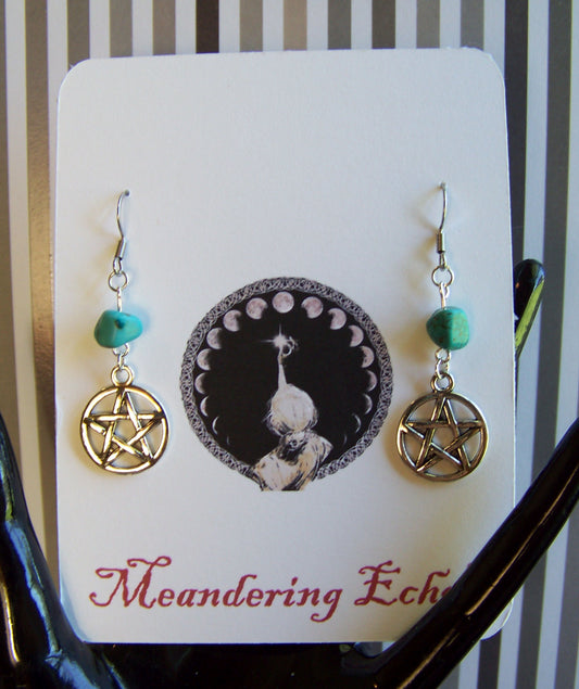 Pentacle Howlite Turquoise Earrings