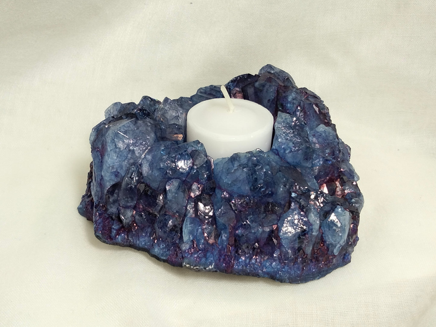 Dyed Crystal Cluster Candle Holder