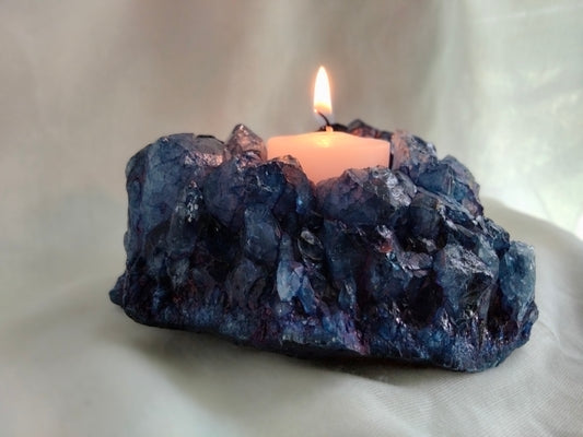 Dyed Crystal Cluster Candle Holder