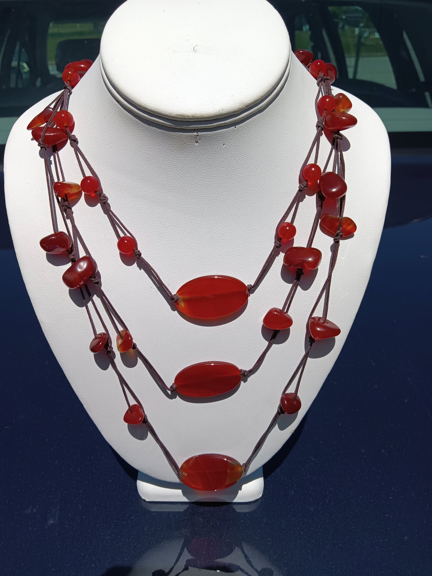 Carnelian 3-Strand Necklace