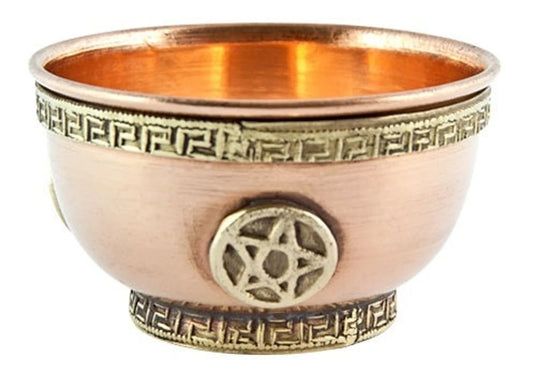 Offering Bowl - Pentacle -3 inch diameter - Copper/Brass